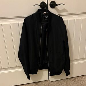 Zara Men's Classic Black Bomber Jacket